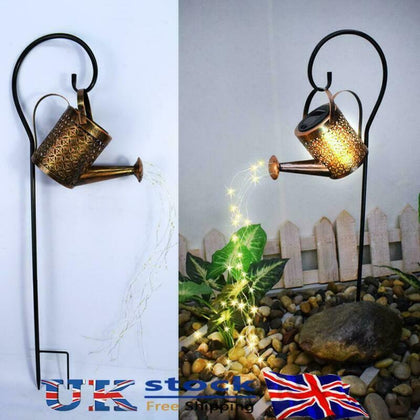 Solar Powered LED Watering Can String Lights Outdoor Garden Art Lamp Decoration