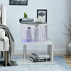 High Gloss 2 Tier Side/Coffee Table With RGBP LED Light Living Room Decor-White