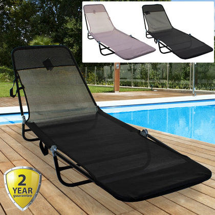 Sun Lounger Outdoor Garden Patio Recliner Bed Adjustable Back Foot Rest Chair