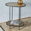 Oval Brass Finish Side Table Living Room Storage Display Furniture