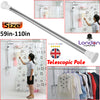 Telescopic Shower Curtain Rail Extendable Pole Bathroom Door Window Wardrobe Rod