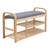 Bamboo Hallway Shoe Bench With Seat Cushion Storage Shoe Cabinet Shoe Shelf Rack