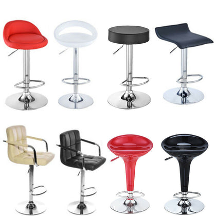2 Bar Stools Gas Lift Breakfast Bar Chair Kitchen Pub Stool Faux Leather Chrome