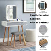 Dressing Table Vanity Makeup Desk w/LED Light Mirror Stool Set Drawer Organizer
