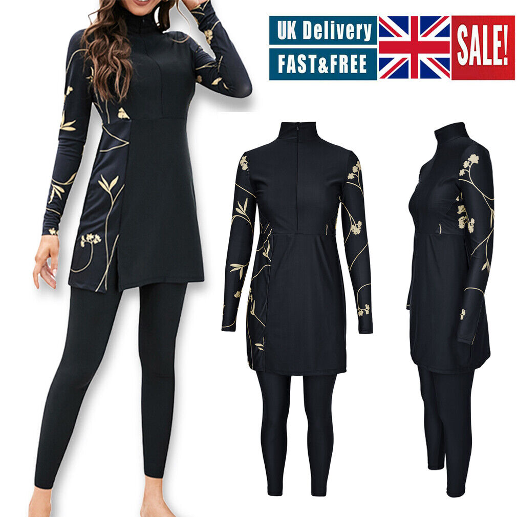UK Full Cover Swimsuit Muslim Ladie Swimwear Modest Arab Burkini Islam Costumes