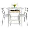 Small Dining 1 Table 2 Chairs Bistro Set Breakfast Kitchen Furniture Metal Frame