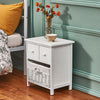 Bedside Table Unit Cabinet Wicker Basket Nightstand 3 Drawer Storage Bathroom