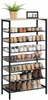 8 Tier Shoes Rack Shoe Storage Organizer Shelf Wooden Cabinet Greige Hallway