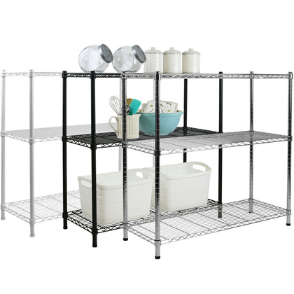 3 TIER METAL STORAGE RACK/SHELVING BOOK SHELF KITCHEN/OFFICE DISPLAY UNIT 90CM