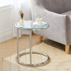 Round Coffee Table Tempered Glass Top Metal Legs Sofa Side End Table Lamp Stand