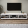 High Gloss 180cm White LED TV Stand Cabinet Unit Stroage Glass Shelves Sideboard