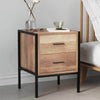 Industrial Style 2 Drawers Bedside Table Wood Nightstand Bedroom Storage Cabinet