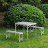 Outsunny Folding Picnic Table Bench Potable Aluminum Outdoor Garden BBQ Camping