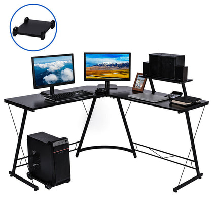 ONETWOFIT Corner L-Shape Desk Home Office Gaming Computer PC Workstation Black
