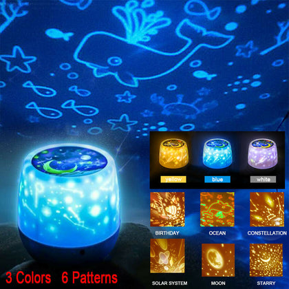 Rotating LED Light Projector Star Moon Sky Baby Kids Night Mood Lamp Xmas UKA