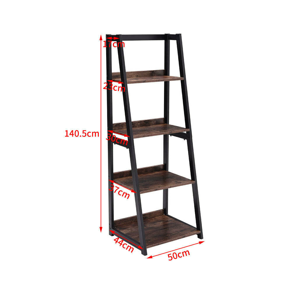 Tall Bookshelf Ladder Shelf Bookcase Industrial Storage Display Shelving Stand