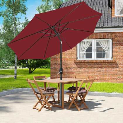 Outdoor 3M Garden Parasol Patio Round Sun Shade Umbrella Crank Canopy Wine Red