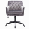 Midback Office Chair Velvet/Linen Fabric Button Adjustable Barber Chairs w/Wheel