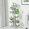 Patio Balcony Metal Heavy Duty Plant Stand Shelf 5-Flower Pot Rack Holder Black