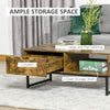 Coffee Table Wood Finish Metal Frame Sofa Table with Drawer & Shelf Brown