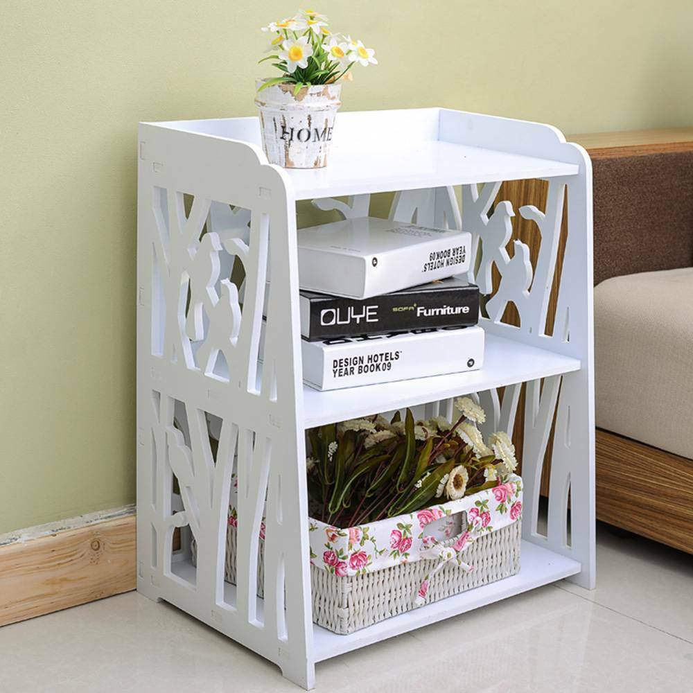 Hollow Bedside Table Nightstand Coffee Tea Side Lamp Desk Shelf Storage Bookcase