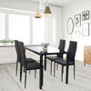 Glass Dining Table + 4 Chairs Set Black Restaurant Home Kitchen Rectangle Table