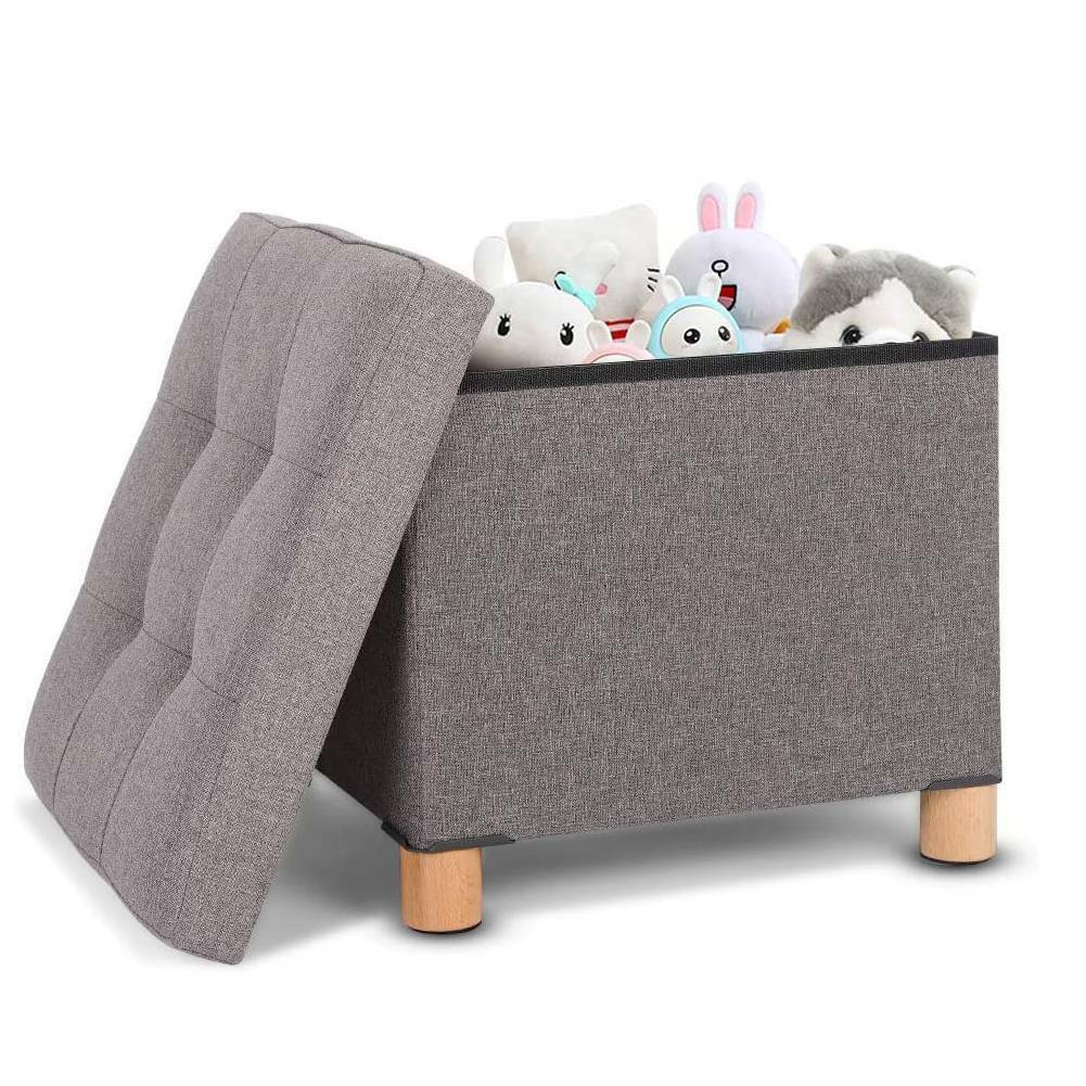 Grey Storage Footstool Ottoman Footrest Makeup Dressing Table Stool Pouffe Seat