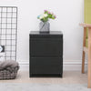 Modern Black Bedside Table Cabinet w/2 Drawers Nightstand Storage Furniture