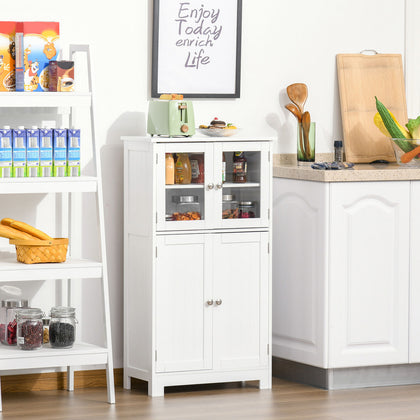 kleankin Bathroom Floor Storage Cabinet Standing Unit Kitchen Cupboard W/ Doors