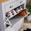 Grey Oak 2 Door Shoe Cabinet 1 Drawer Hallway Storage Cupboard Metal Handles