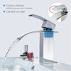 Waterfall Bathroom Sink Counter Taps Basin Mixer Tap Chrome Square Mono Faucet