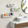 Set of 3 White U Shape Floating Wall Shelves Storage Display Shelf Wall Mounted