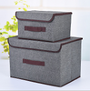 2x Fabric Storage Box Collapsible Cube Wardrobe w/ Lid Organiser Large&Small Set