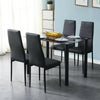 Modern Rectangle Dining Table Glass Top Black Metal Legs without Chair 110x70cm