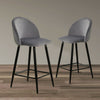 2 Pcs Grey Velvet Bar Stools Breakfast Barstool Kitchen Pub Chair 75cm Seat high