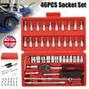 46Pcs 1/4" Screwdriver Drive Socket Set Tool Ratchet Bit Torx Hex Screw Steel UK