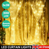 300 LED Curtain Fairy Lights USB String Light Indoor Outdoor Decor With Remote