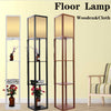 220V Modern Shelf Floor Lamp with 3-Tier Shelves Wooden Hallway Storage UK