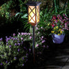 Solar Lamp Post Bollard LED Flaming Torch Path Outdoor Garden Waterproof Lights
