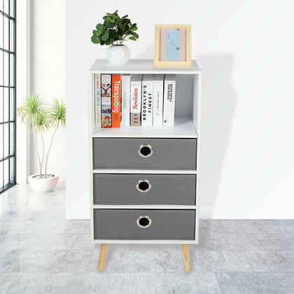 Modern Bookshelf Shelving Display Storage Cabinet Bookcase with 3 Fabric Drawers