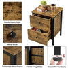 Bedside Table,Metal-Framed Storage Table with 2 Drawers for Bedroom/Living Room