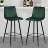 Pair of Bar Stools Set Velvet Upholstered Metal Legs Barstool Breakfast Chairs