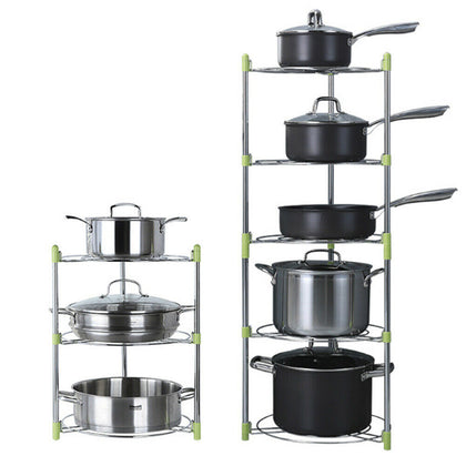 3/5 Tier Kitchen Pan Stand Saucepan Pot Rack Chrome Storage Organiser Shelf Unit