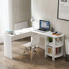 White L-Shaped Computer Desk Corner PC Table w/ Shelves Workstation Home Office