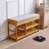 3 Tier Wooden Hallway Shoe Rack Storage Bench Bed End Stool Fabric Padded Seat