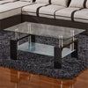 Rectangle Glass Coffee Table With Storage Modern Living Room Furniture Chrome