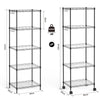 Mondeer 5 Tier Metal Storage Rack w/ 4 Wheels 8 Hooks PP Partition Office Black