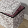 Folding Ottoman Silver Ice Velvet Fabric Chest Sturdy Storage Space Saving Box