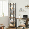 Tall Industrial Bookcase Narrow Vintage Display Unit Slim Rustic Storage Shelves