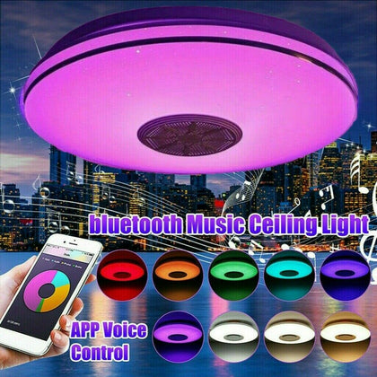 Dimmable 36/60W RGB LED Ceiling Light Bluetooth Music Speaker Lamp APP Control